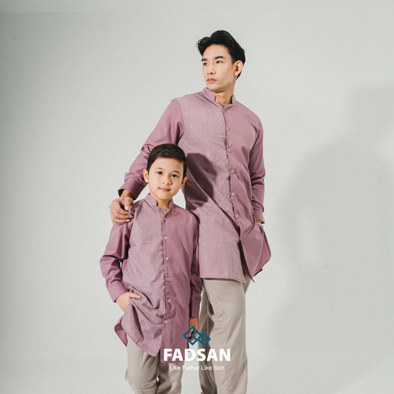Product image FADSAN - Baju Kurta Bordir Ayah & Anak Lengan Panjang Warna Lilac - Kashmir Series SIZE ANAK XS KASHMIR LILAC