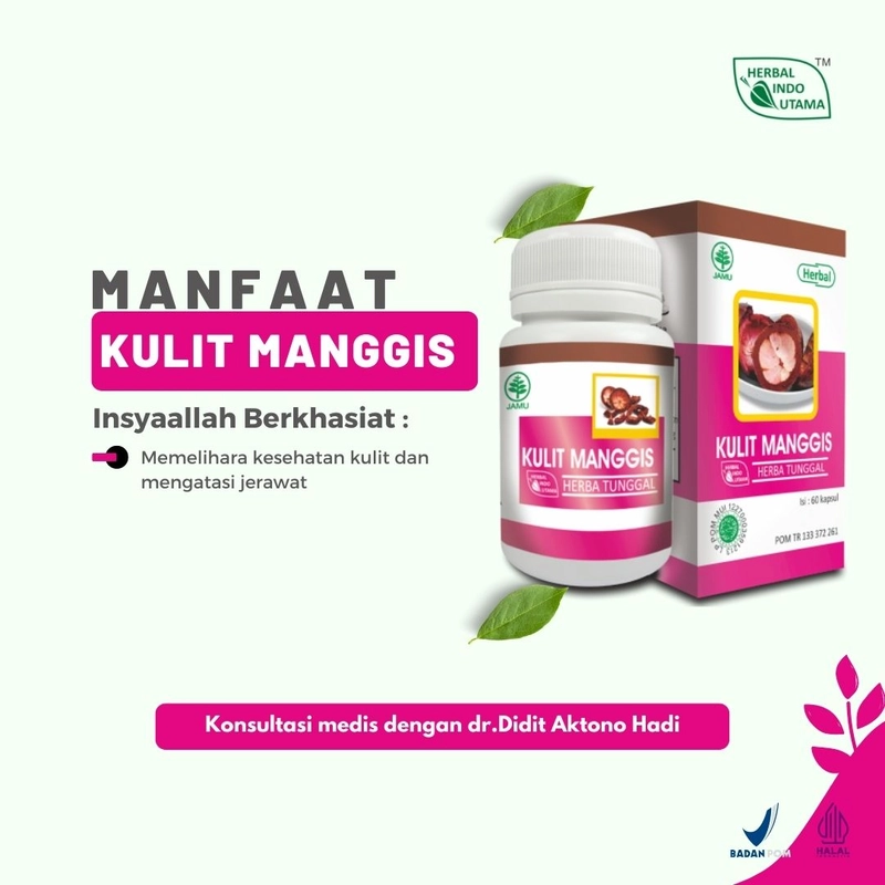 Product image Herbal Indo Utama - Kapsul Kulit Manggis Rahasia Kulit Cantik Sehat Mengatasi Jerawat Dari Dalam 60 Kapsul Kapsul Serbuk