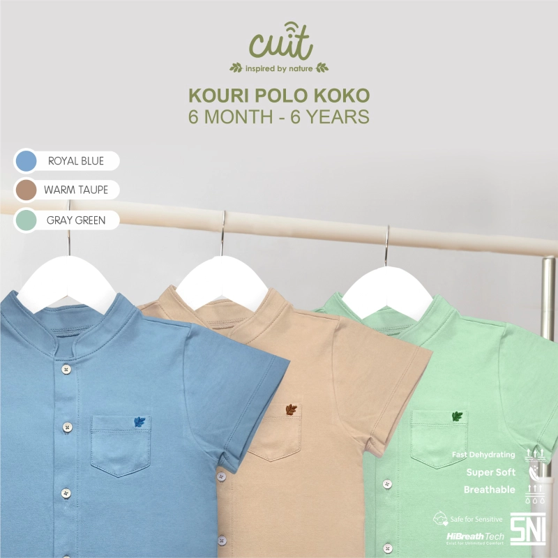 Product image Kintakun Baby - KINTAKUN BABY X CUIT Kouri Kemeja Koko Katun Anak Tangan Pendek XL (2-3 Tahun) Warm Taupe