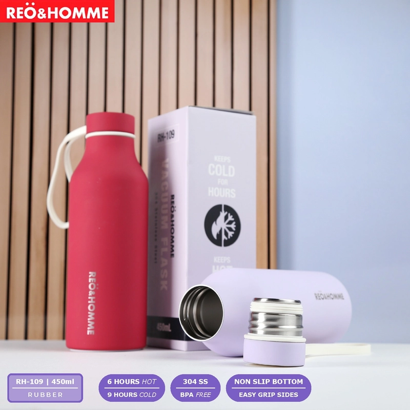 Product image Reo&Homme Premium RH-109 Tumbler 450 ML Tahan Panas & Dingin Leakproof Model Lacquer Printing 3D 450 RH-109 Red Doff