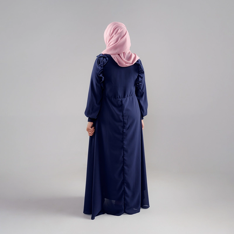 Product image MOSCOU - Baju Busana Dress Gamis Wanita Muslim Muslimah Syari Syar'I Remaja Ibu Busui Dewasa Simple Simpel Elegan Casual Pesta Kondangan Lebaran Terbaru Kekinian Ceruty Ceruti Babydoll Premium Full Furing Hyget Adem Lembut Polos Series M Navy