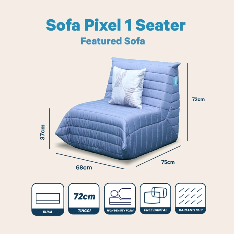 Product image Inthebox - INTHEBOX Sofa Pixel 1 Seater Free Bantal 1 Seater Biru