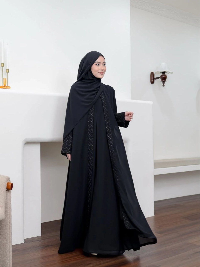 Product image Khisna collection - New series raya abaya guzhel no hijab Allsize Hitam