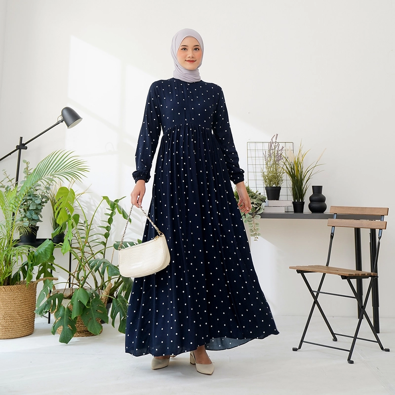 Product image Lusianasae - Yasmin dress Syari Muslimah warna NAVY bahan Rayon Viscose Premium Busui Friendly S NAVY