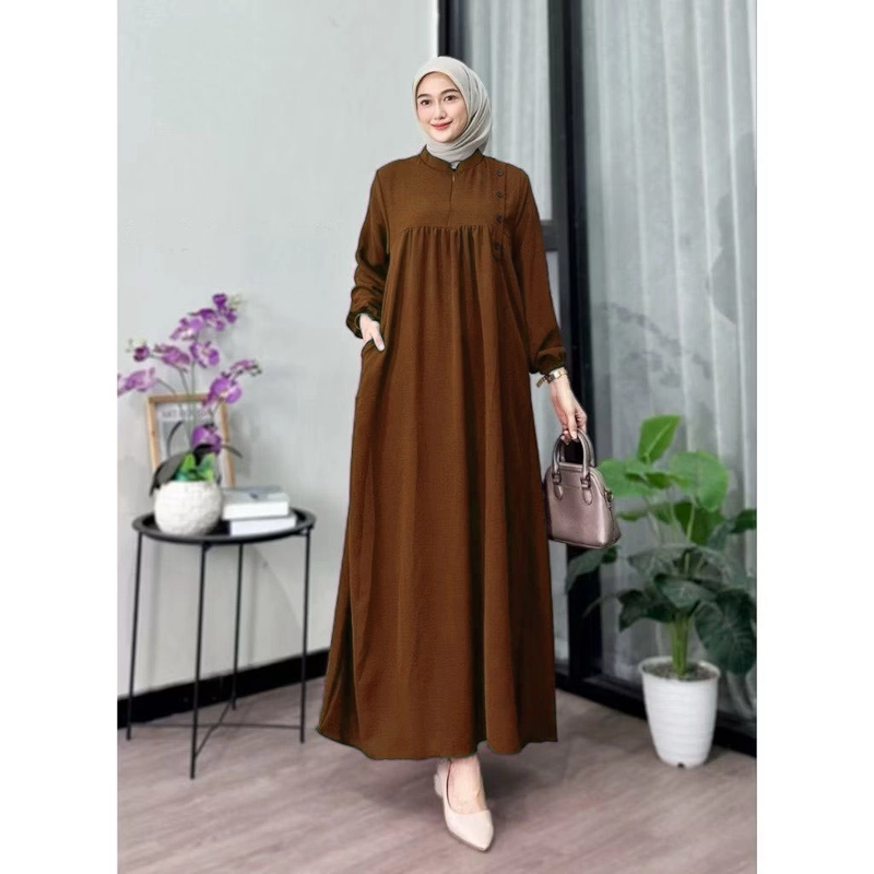Product image MEQA DAILY - MEGA DAILY - Gita Dress Gamis Wanita Bahan Hyget Super 1073 L DarkChoco