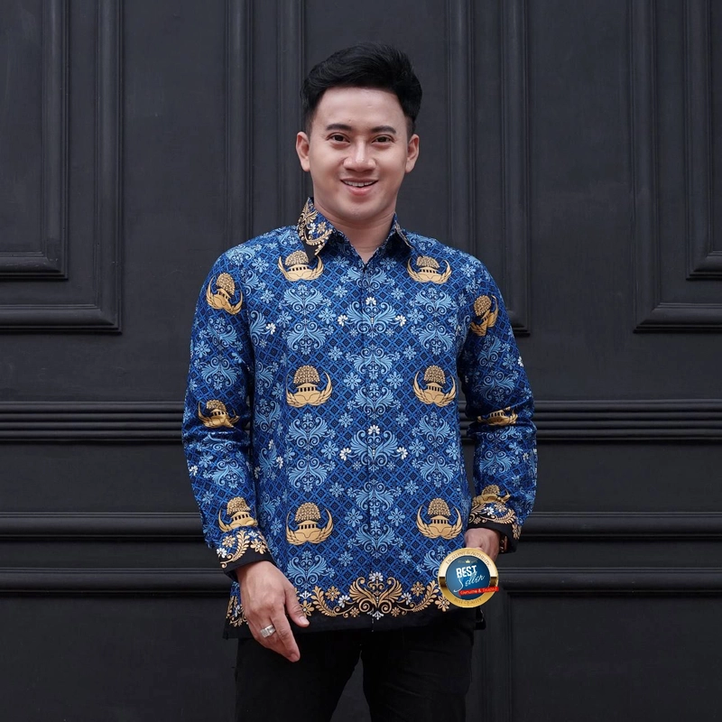 Product image Kois Batik - Kemeja korpri batik pria dewasa berlapis puring motif korpri S Kemeja korpri