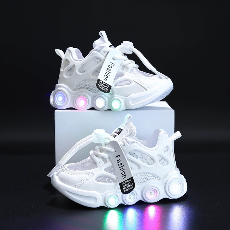 Product image Meonky Official - Sepatu Anak Sekolah Laki Laki Perempuan Korean LED Bisa Menyala Ringan Q - 12 21 Putih