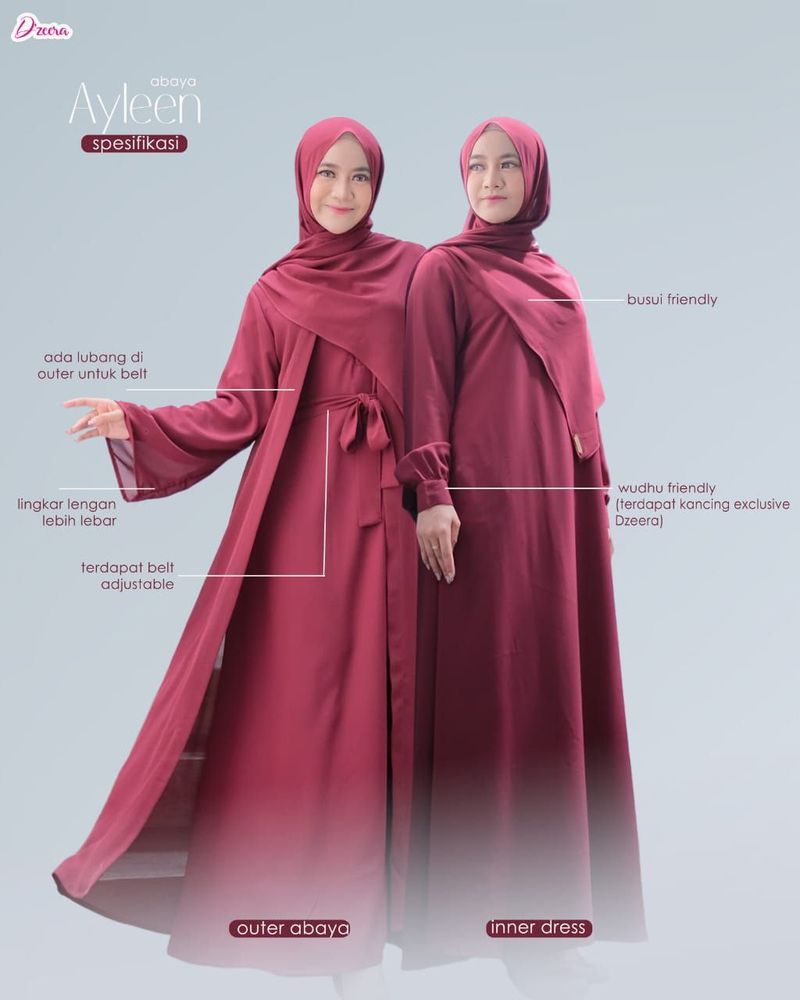 Product image Dzeera - AYLEEN ABAYA (INNER ONLY) S MAROON