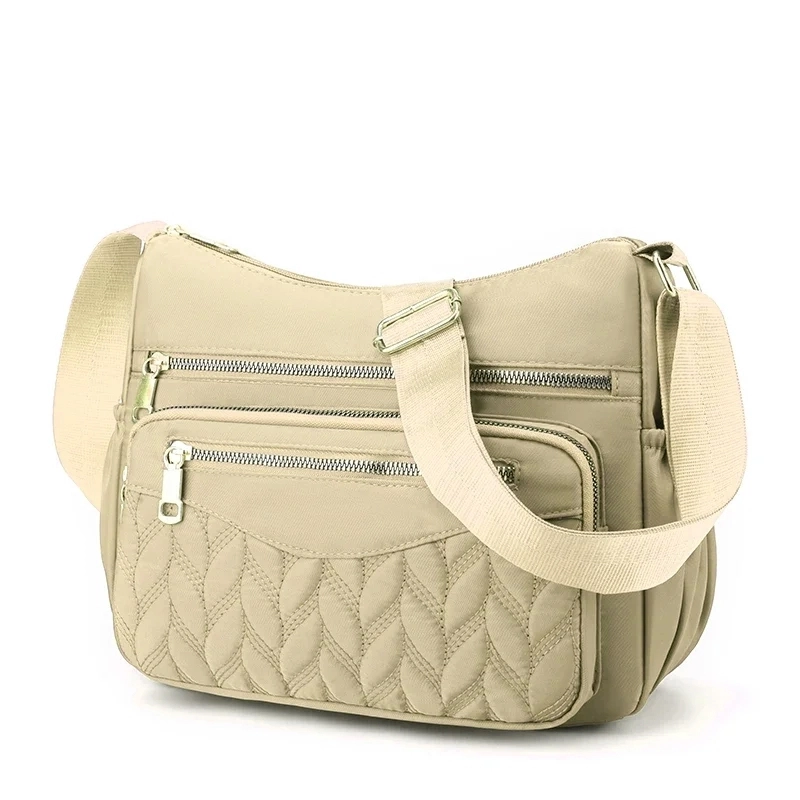 Product image CBL - Tas Selempang Bordir Wanita Sling Bag JNV CBLB78JNV Bahan Nilon Waterproof Anti Air Medium Coklat Xhaki