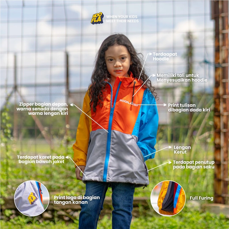 Product image Hoofla - Jaket Anak Color Block Jacket M CBJ 01 Orange-Grey
