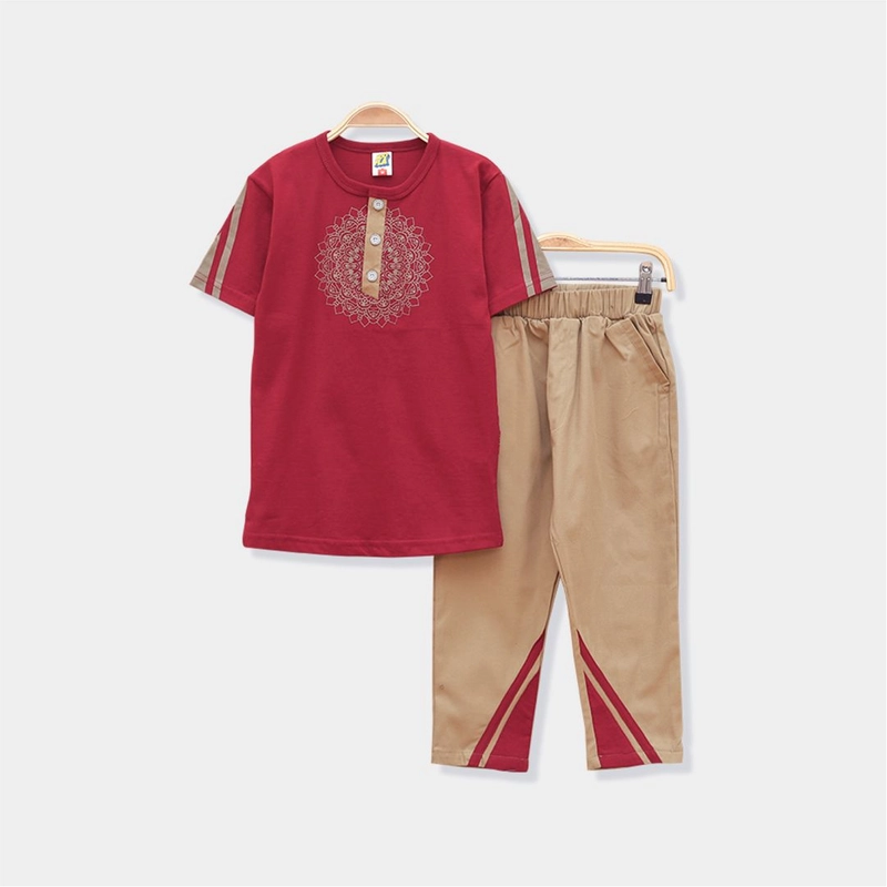 Product image Setelan anak laki laki Simple Ethnic Qais M Maroon