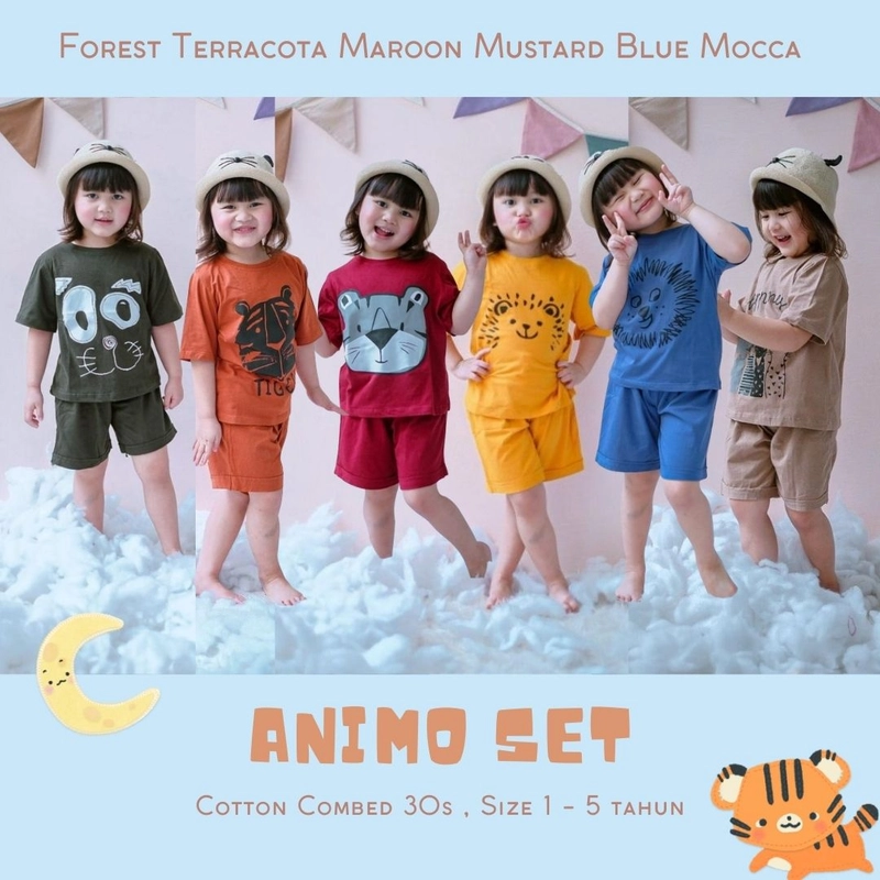 Product image Smilee - Animo Setelan Anak Unisex Kaos Katun Combed 1 Terracota