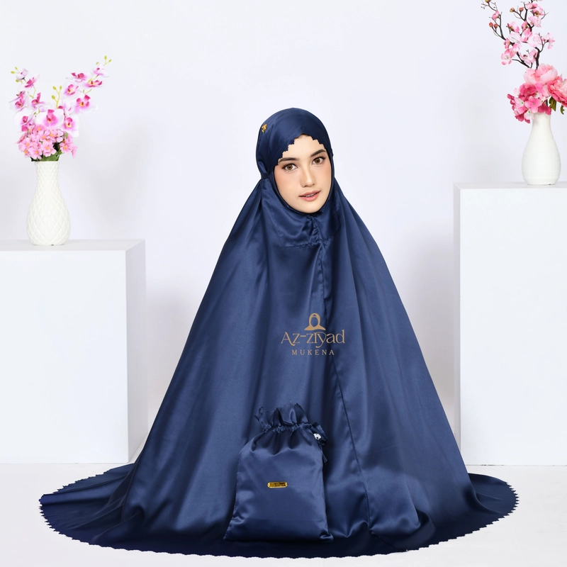 Product image Azziyad Mukena - Mukena Dewasa Daily Laser Cut Sutra Velvet Dewasa all size Navy
