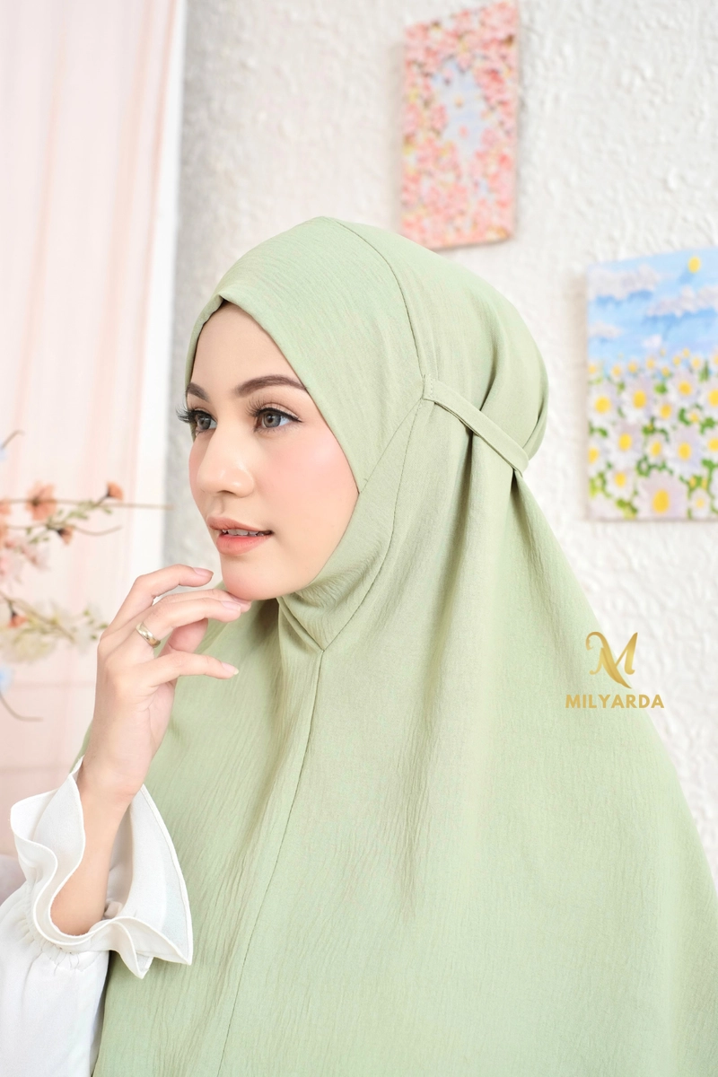 Product image Milyarda Hijab - [FREE Ciput Arab] Bergo Zerina Hijab instan Kerudung Syari Jilbab Instant Malaysia All Size Sage