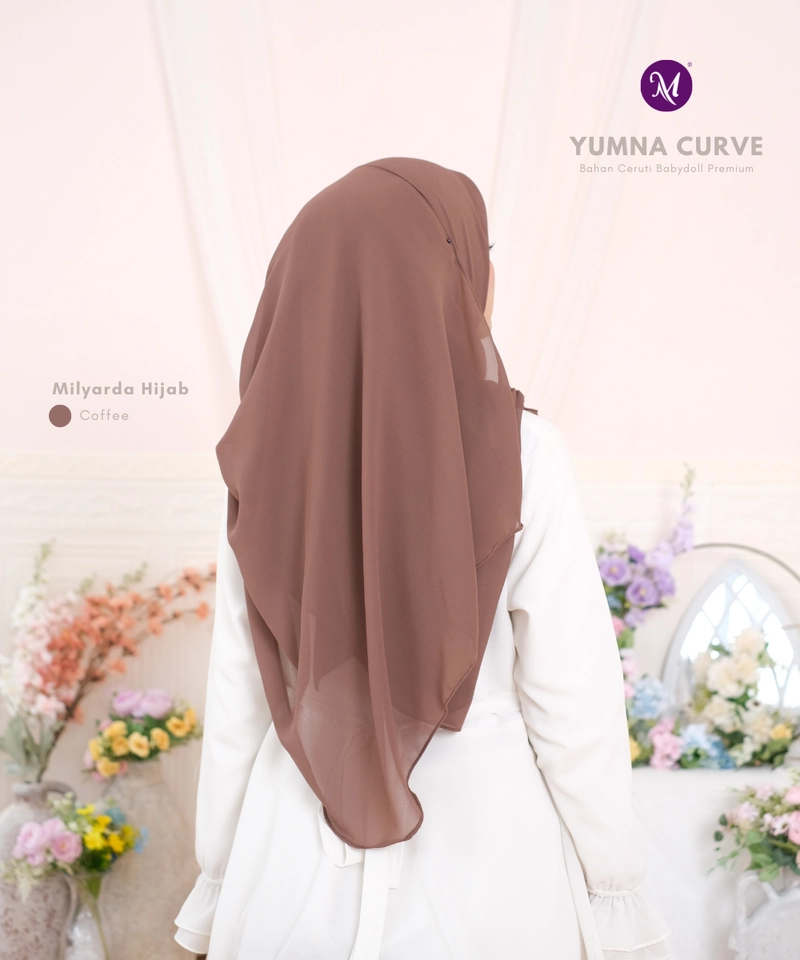 Product image Milyarda Hijab Official - Segiempat Yumna Curve Kerudung Segi Empat Malaysia Syari 145x123cm All Size Coffe