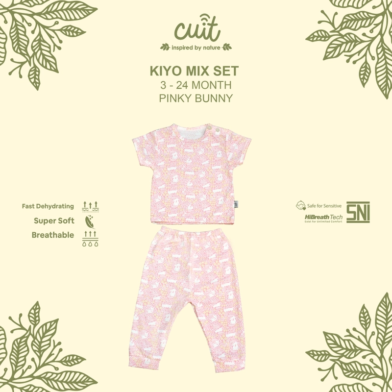 Product image KINTAKUN BABY X CUIT Kiyo Setelan Anak Baju Bayi Tangan Pendek Celana Panjang Kiyo Motif Karakter II L (1-2 Tahun) Pinky Bunny