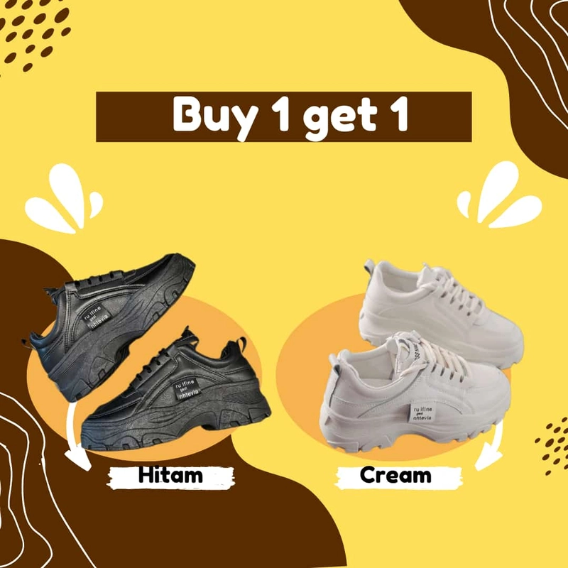 Product image Koekita - Paket Kombinasi Sepatu Kets Sneakers Wanita Sport Nhtevia GM-01 40 HITAM & CREAM