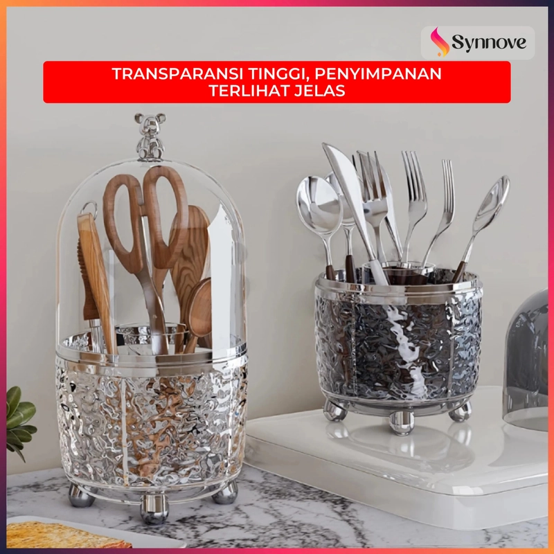 Product image Tempat Sendok Garpu Tertutup Bahan PET Food Grade Tempat Sendok Aesthetic Tertutup Warna Milk White