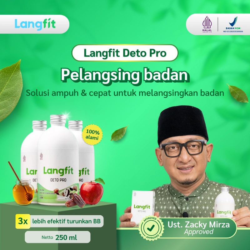 Product image Langfit - Bundling 3pcs Deto Pro Cuka Apel + Madu Stevia Probiotik Chia Seed 1 Paket Isi 3 Botol