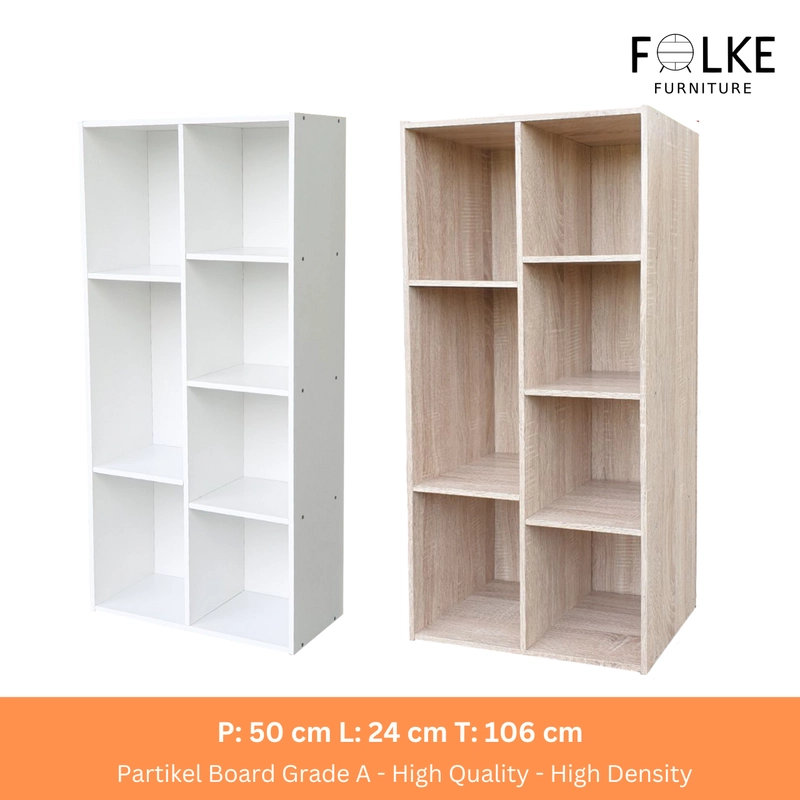 Product image Stella Lemari Buku Kayu Rak Buku 7 Susun Serbaguna RSG 7 Pintu Minimalis 15000g Non Pintu Sonoma