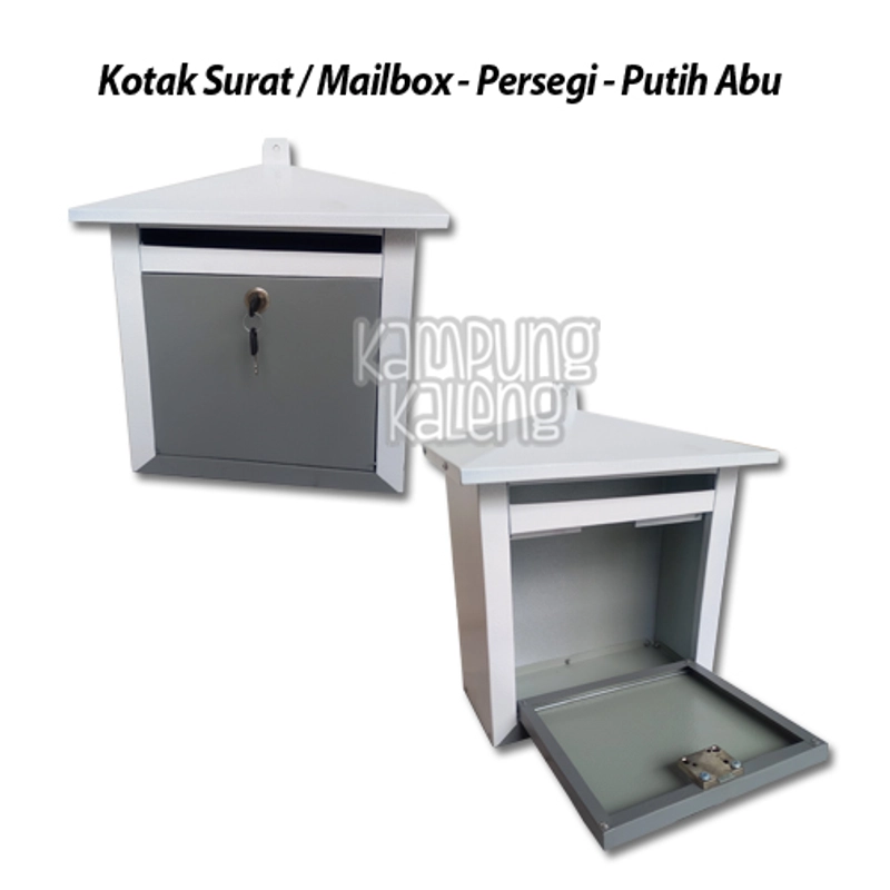 Product image Kampung Kaleng - Kotak Surat/ Mailbox Persegi 27 x 12 x 30 cm Putih Abu