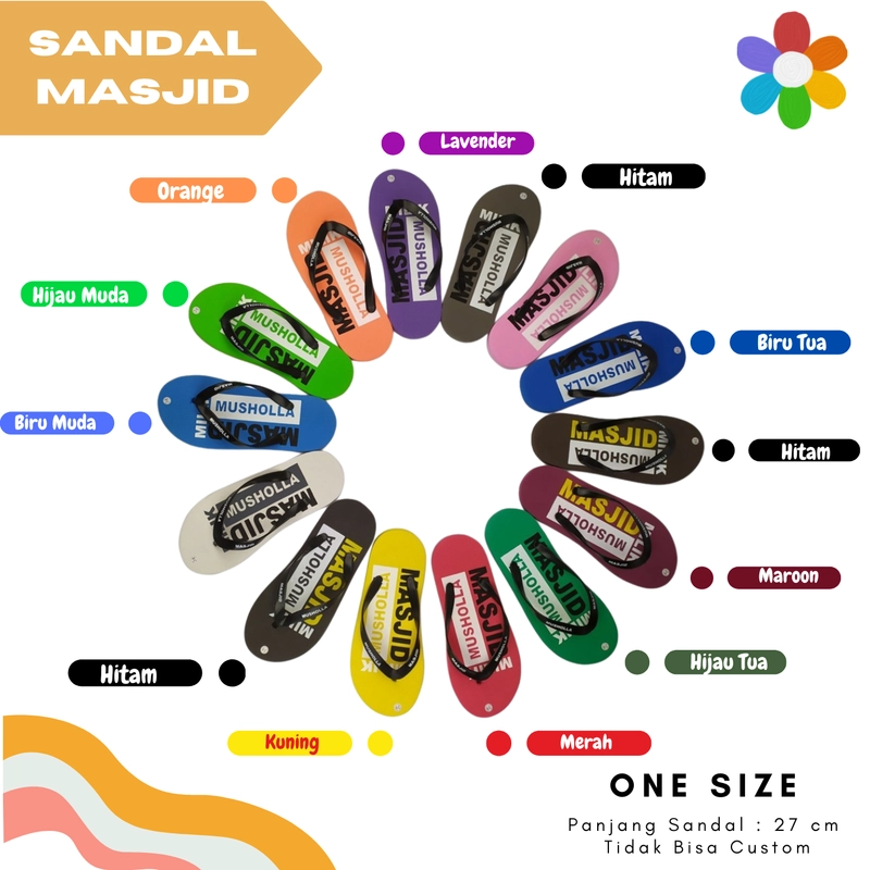 Product image Sandal (Sendal) Jepit Dewasa Untuk Wudhu di Masjid / Musholla / Pesantren Wakaf Infaq Sedekah AllVariant Merah Maroon