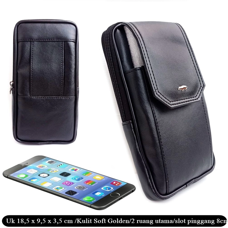 Product image Lanc Fashion - Dompet Resleting Kulit Emperor HP Kombinasi 2 Ruang Warna Hitam