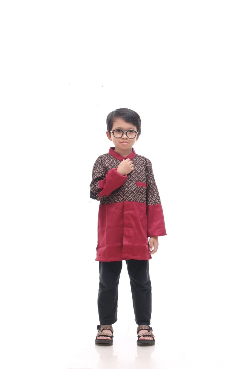 Product image Batik Alfin - Baju koko couple ayah dan anak koko nabahwi model terbaru M Anak maron