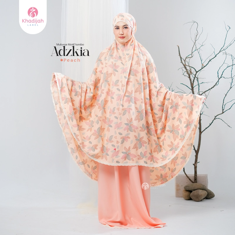 Product image KhadijahLabel - Mukena Jumbo Dewasa Motif Adzkia Jumbo Peach