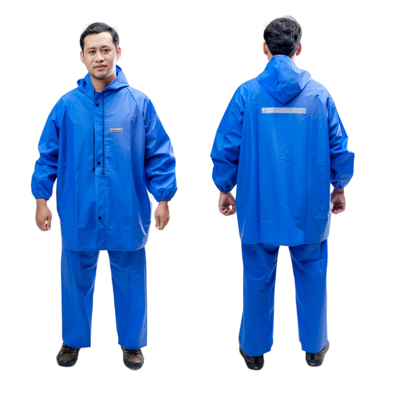 Product image Allstore - JAS HUJAN SETELAN PRIA WANITA PVC 025 ANTI REMBES AIR BERKUALITAS L BIRU