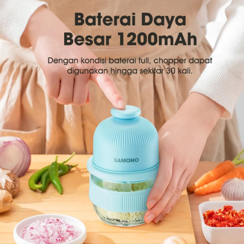 Product image UTAMAMEGA - SAMONO Chopper Portable Batterai 1200mAh 3 Mata Pisau SW-L7 350ml ( SWL7 ) Warna Random