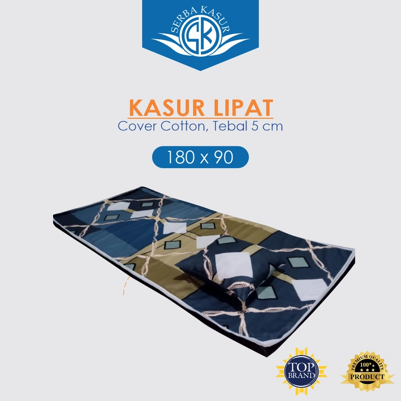 Product image SERBA KASUR - Kasur Lantai Lipat Busa Royal Foam Density 14 Tebal 4 cm Plus Bantal 180x80 Motif A