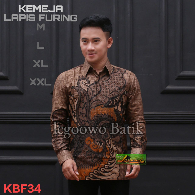 Product image legowo batik - Kemeja batik lapis furing kbf 34 M Coklat kombinasi