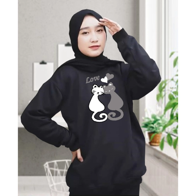 Product image Kaos Lengan Panjang Wanita Meow 2 L BLACK