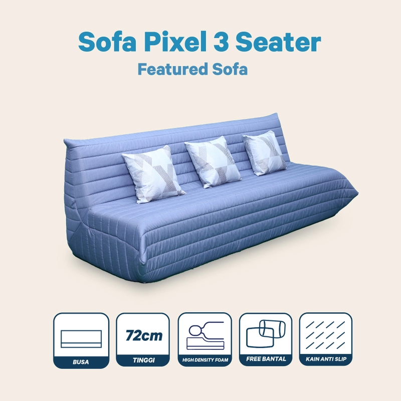 Product image Inthebox - INTHEBOX Sofa Pixel 3 Seater Free Bantal 3 Seater Biru