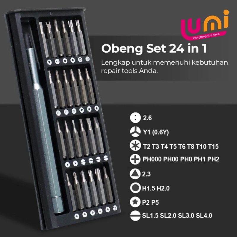 Product image Luminary - Luminary - Obeng Set 24in1 obeng magnet multifungsi isi 24 screwdriver set 24 pcs obeng servis hp ob Ukuran 24in1