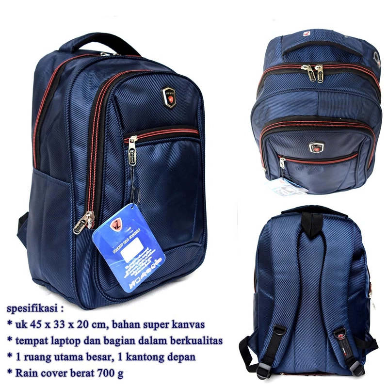 Product image Lanc Fashion - Tas Ransel Laptop Original Virta Big Size Premium Navy motif roof