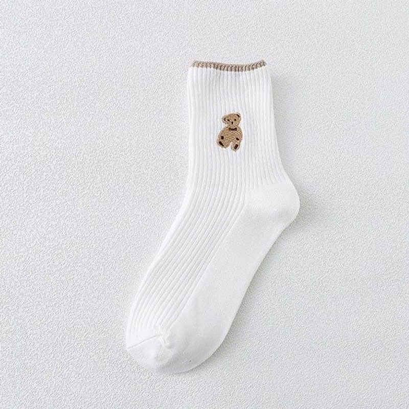 Product image Kaos Kaki Wanita Remaja Dewasa Motif Brown Bear 34 fit to 38 putih