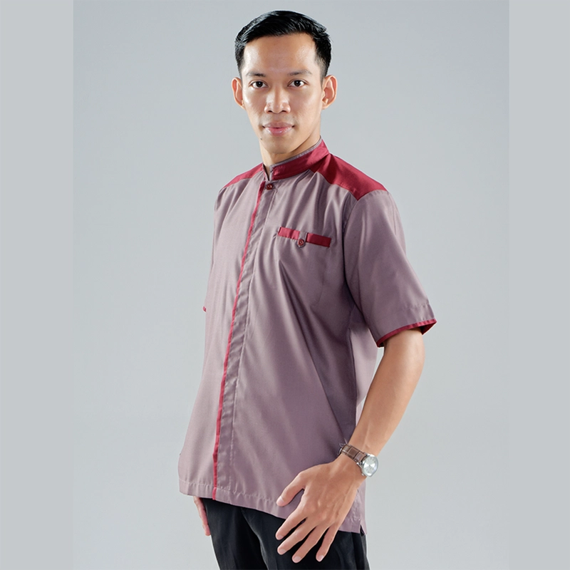 Product image MOSCOU - Baju Kemeja Koko Kemko Muslim Lebaran Pria Dewasa Lengan Pendek Casual Formal Elegan Katun Toyobo Premium Motif Kancing Sanghai Shanghai Cina Terbaru Original Keren Murah Deep Mauve Merah Maroon M Mauve Maroon