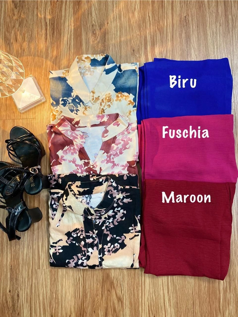 Product image Kois Batik - Baru Momy Set Rayon Mix Cringkel Allsize 110cm Momy biru