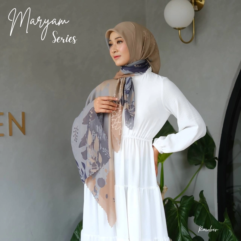 Product image Barakallah official store - Maryam Series - Voal Motif Lasercut Hijab Segi Empat 120X120CM RAWBER