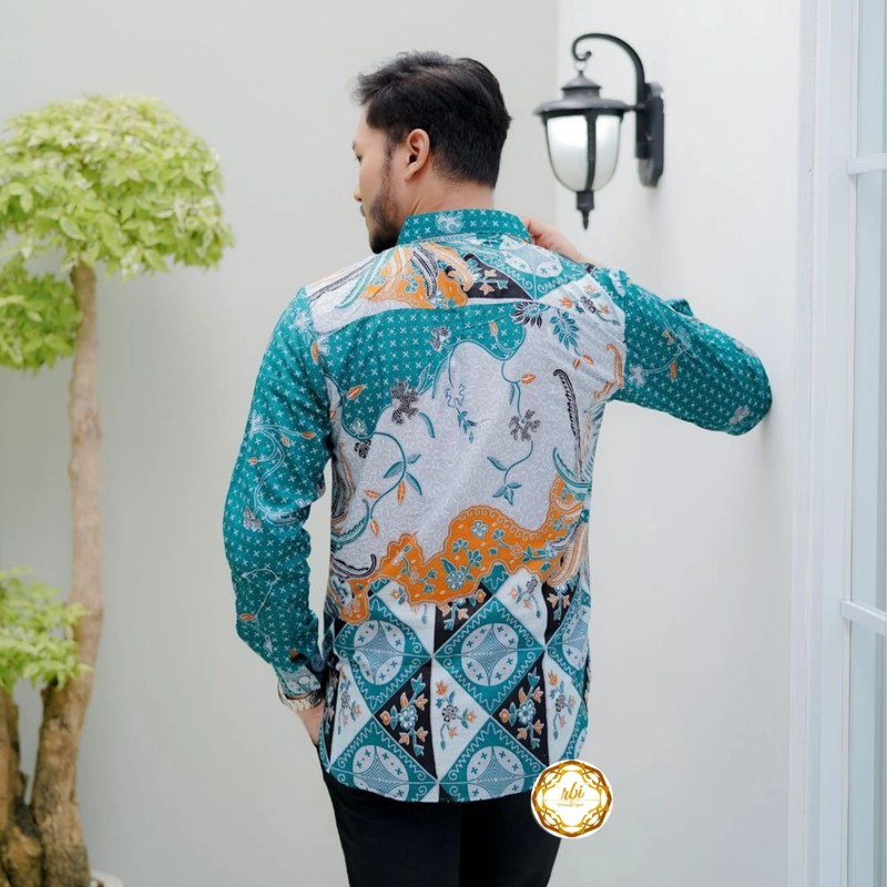 Product image Rambe Batik Indonesia - Couple Tunik Laksha Hijau Modern dan Exclusive Kemeja Saja Size M Laksha Hijau