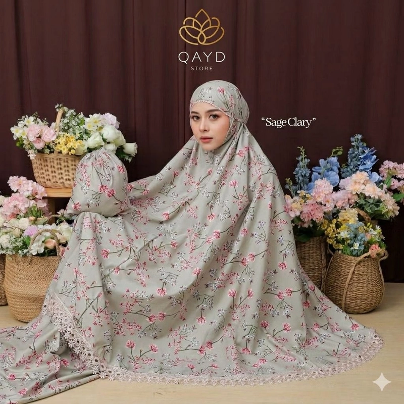Product image qaydstoreid - BELI 1 GRATIS 1 MUKENA SABRINA 2IN1 KATUN MOTIF PREMIUM BELI 1 GRATIS 1 Sabrina Sage