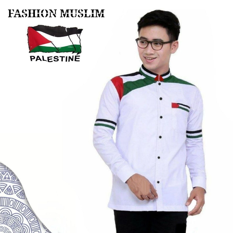 Product image Juragan Kurta - Baju Koko Pria Dewasa Lengan Panjang Motif Palestine M Koko palestine putih