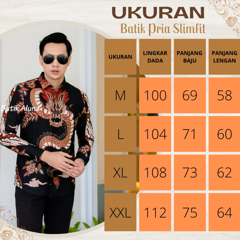 Product image Batik aluna - Batik aluna06 kemeja batik pria slimfit press body lengan panjang full furing M BATIK