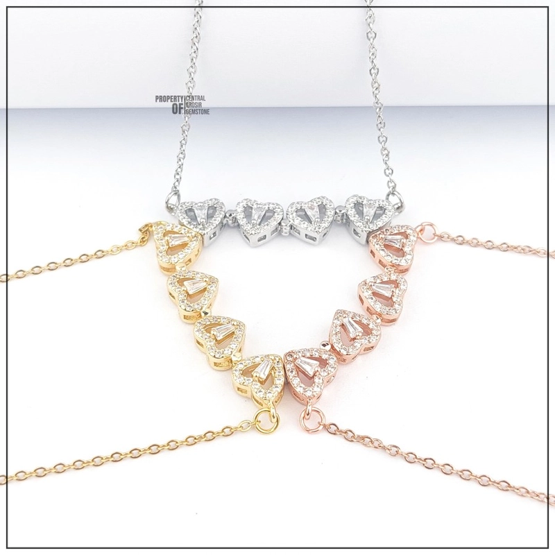 Product image CENTRAL GROSIR GEMSTONE - Kalung Liontin Titanium Love Hati Necklace Pendant Heart Wanita 45cm Gold