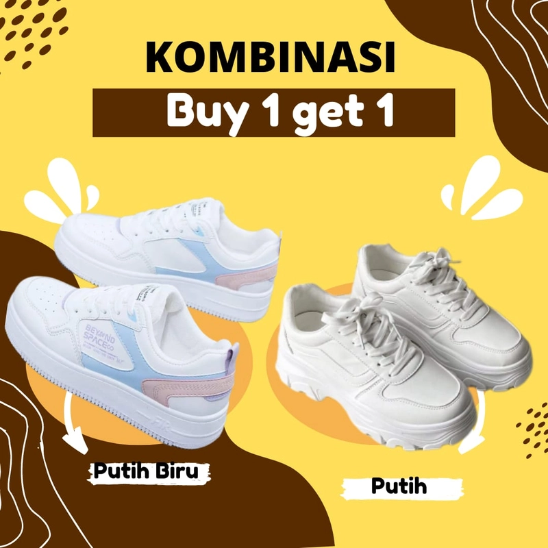 Product image Koekita - Buy 1 Get 1 Sepatu Sneakers Wanita Beyound Space & GM-210 40 PUTIH BIRU & PUTIH