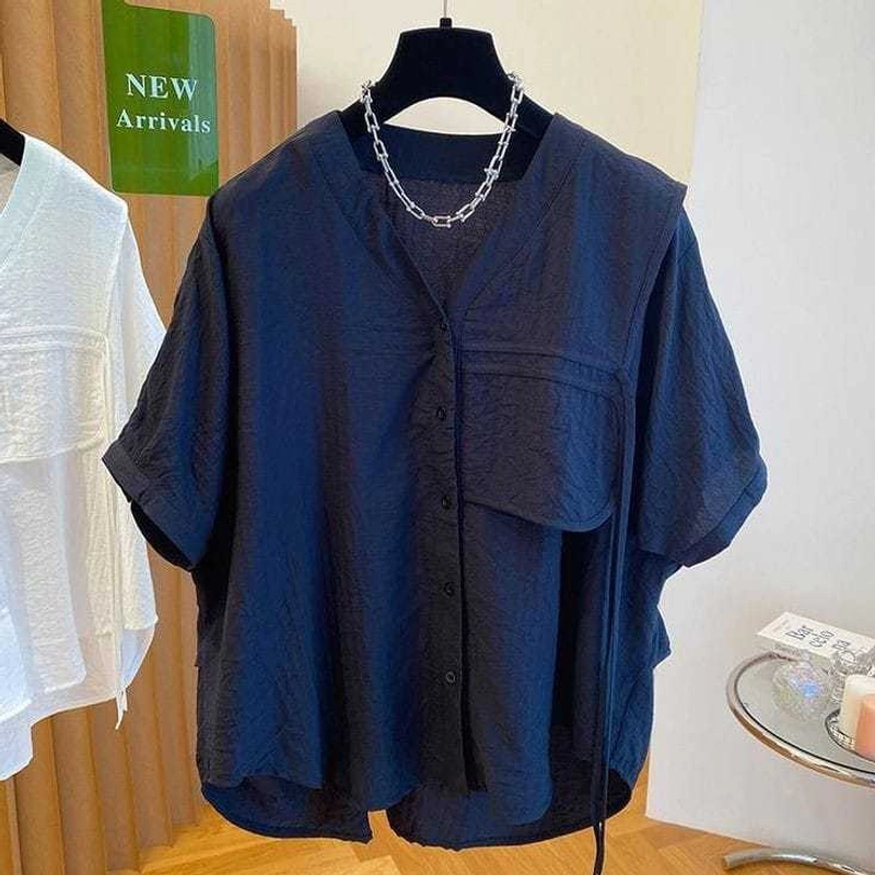 Product image Sseolshop - Misty Baju Atasan Wanita Terbaru 2024 XXL Navy