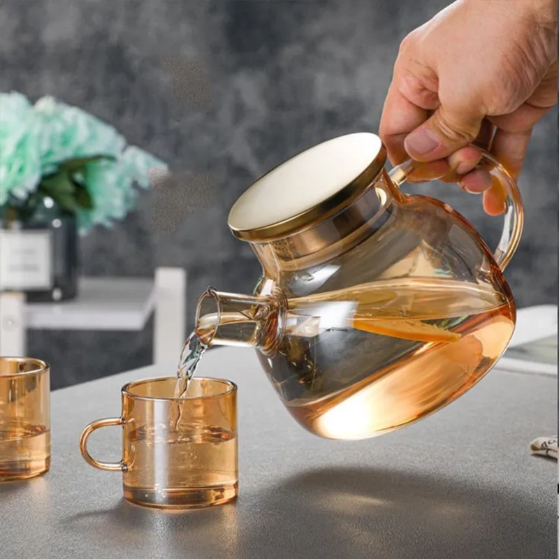 Product image RUMAH RAYA - (PO) Teko Kaca Teh Kopi Pitcher Glass - TK13 1000 ml Golden