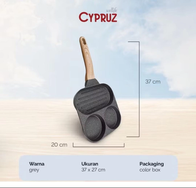 Product image Rizki Electronics - cypruz egg pan granite diecast wajan anti lengket 4 lubang Grey